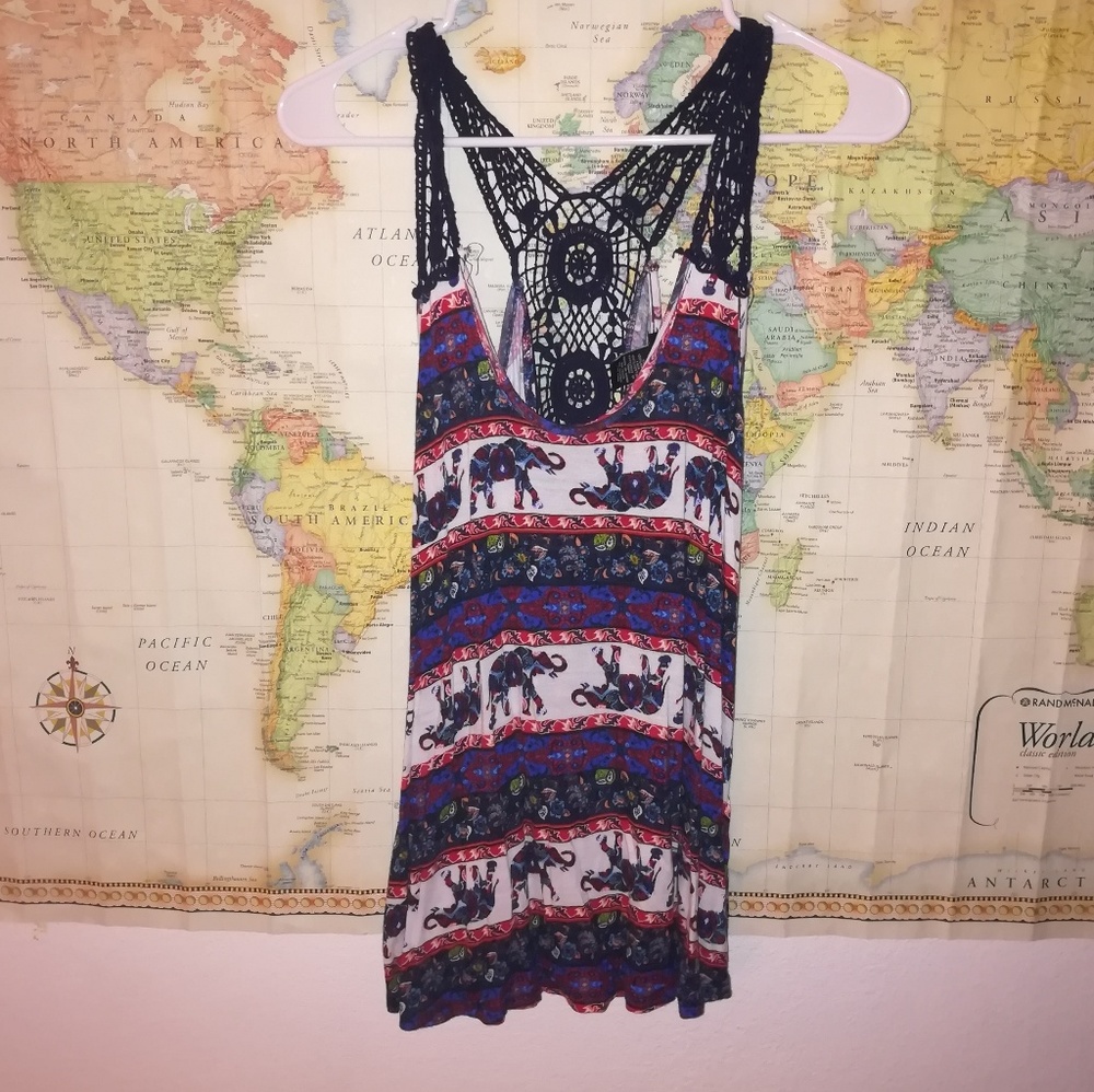 PART OF SALE - Elephant Print Lace Back Top